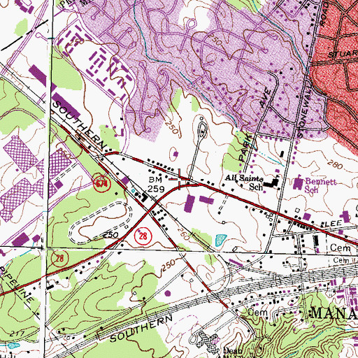 Topographic Map of The Triangle Shopping Center, VA