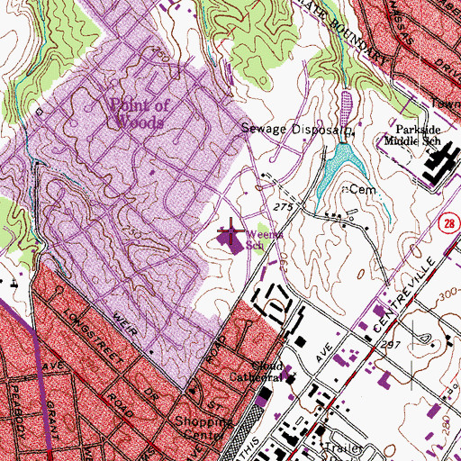 Topographic Map of John Crompton Weems Elementary School, VA