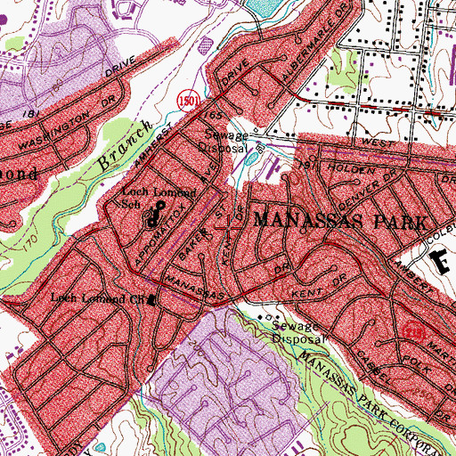 Topographic Map of Baker Street Park, VA