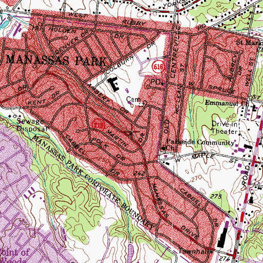 Topographic Map of First Bible Baptist Church, VA