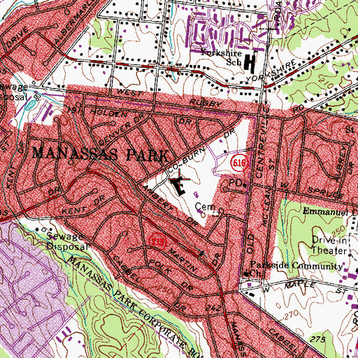 Topographic Map of Manassas Park Elementary School, VA