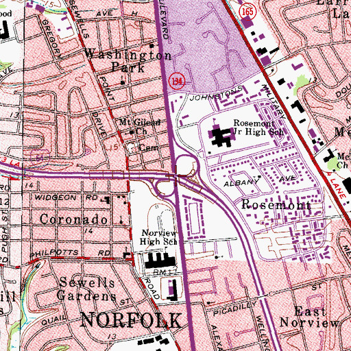 Topographic Map of Interchange 218, VA