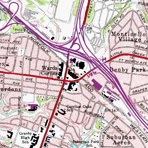 Topographic Map of Midtown Shopping Center, VA