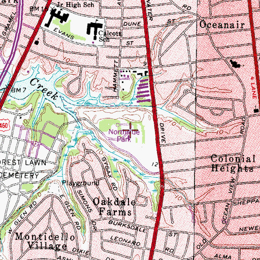 Topographic Map of Northside Park, VA