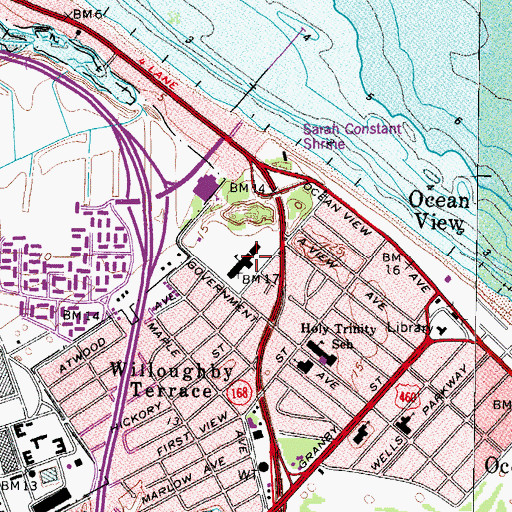 Topographic Map of Ocean View Elementary School, VA