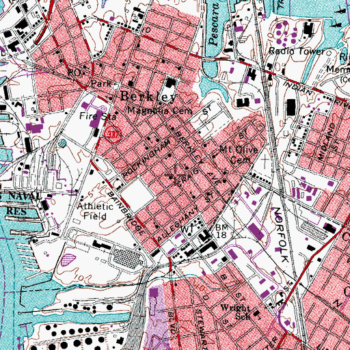 Topographic Map of Berkley Post Office, VA