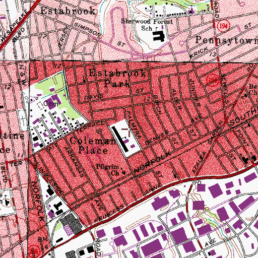 Topographic Map of Coleman Place Elementary School, VA