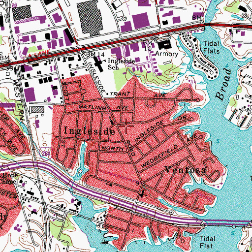 Topographic Map of Ingleside School (historical), VA