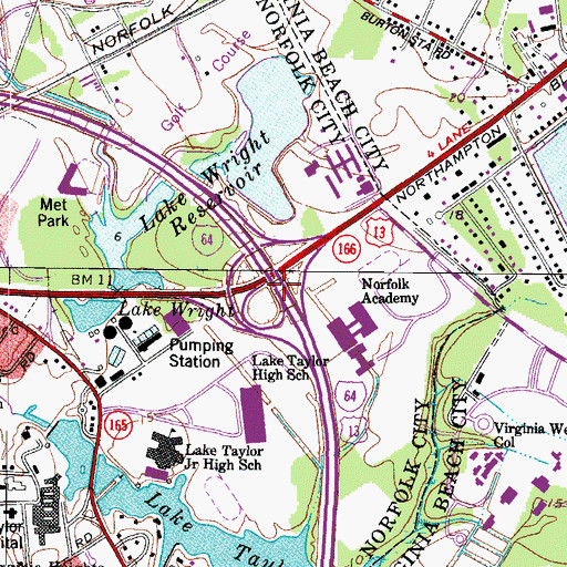 Topographic Map of Interchange 282, VA