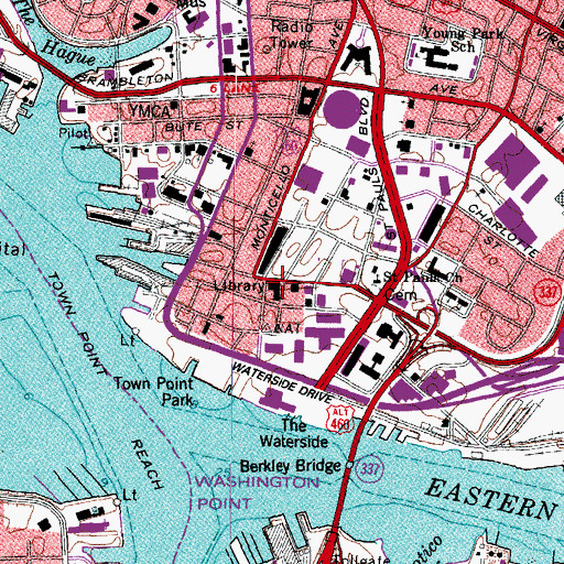 Topographic Map of Kirn Memorial Library, VA
