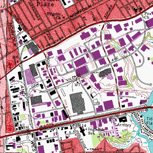 Topographic Map of Norfolk Industrial Park, VA