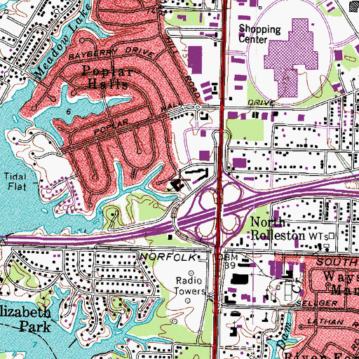 Topographic Map of Poplar Halls Elementary School, VA