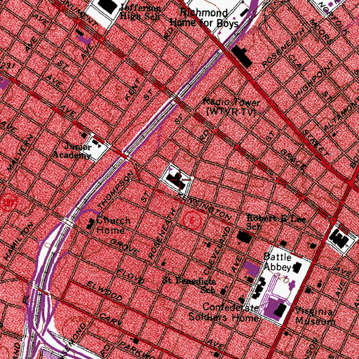 Topographic Map of Albert Hill Middle School, VA
