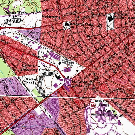 Topographic Map of Circle Shopping Center, VA