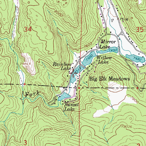 Topographic Map of Rainbow Lake, CO