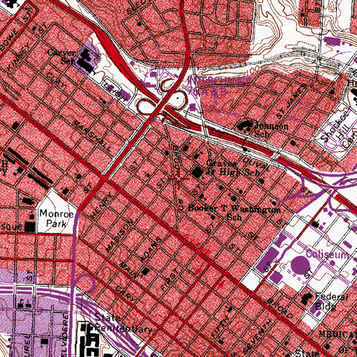 Topographic Map of Jackson Ward Historic District, VA