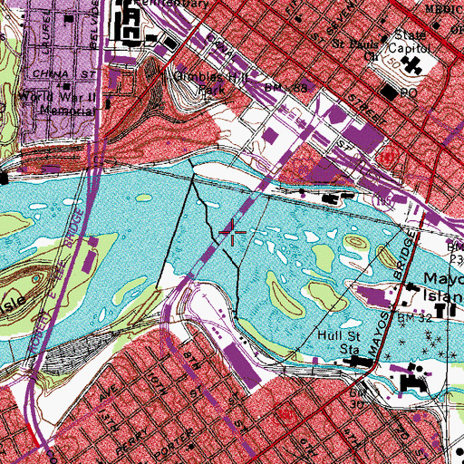 Topographic Map of Manchester Bridge, VA