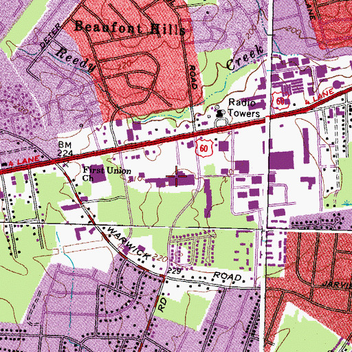 Topographic Map of Midlothian Mall Shopping Center, VA