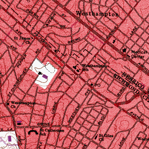 Topographic Map of Patterson at Libbie Shopping Center, VA