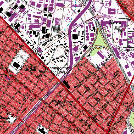 Topographic Map of Richmond Home for Boys, VA