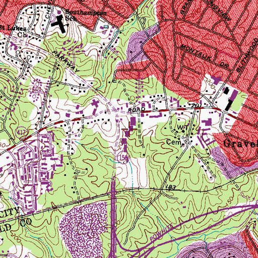 Topographic Map of Stratford Hills Shopping Center, VA