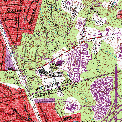 Topographic Map of Thompson Middle School, VA