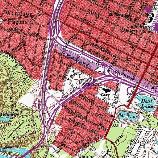 Topographic Map of University Stadium, VA