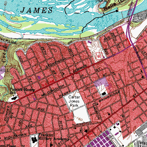 Topographic Map of Woodland Park, VA