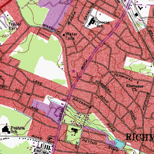 Topographic Map of Broad Rock Branch Richmond Public Library, VA