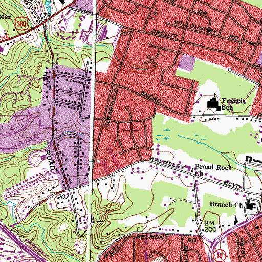 Topographic Map of Broad Rock Manor, VA