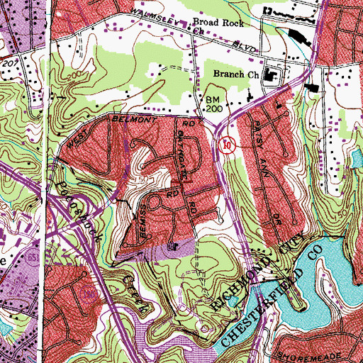 Topographic Map of Brookbury, VA