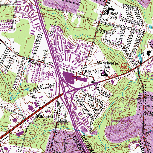 Topographic Map of Chippenham Mall Shopping Center, VA