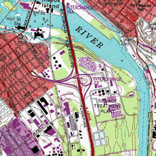 Topographic Map of Interchange 73, VA