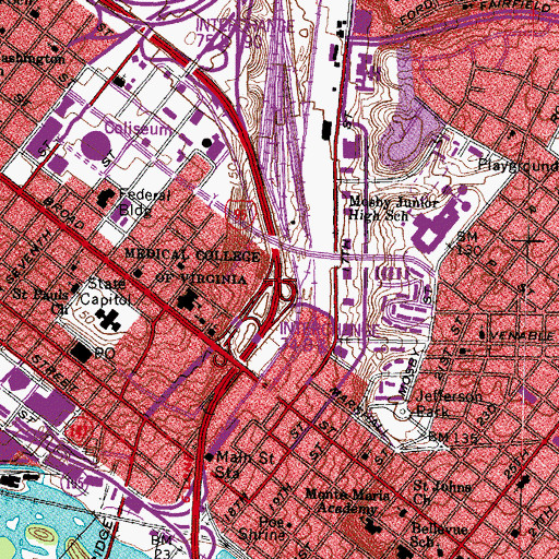 Topographic Map of Interchange 74C, VA