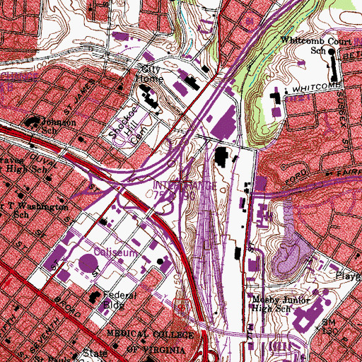 Topographic Map of Interchange 75, VA