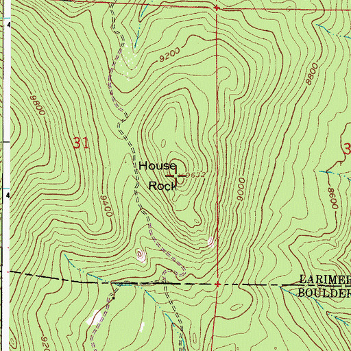 Topographic Map of House Rock, CO