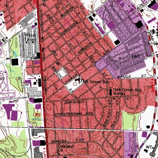 Topographic Map of Oak Grove - Bellemeade Elementary School, VA