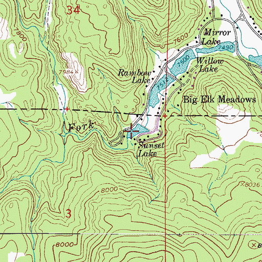 Topographic Map of Sunset Lake, CO
