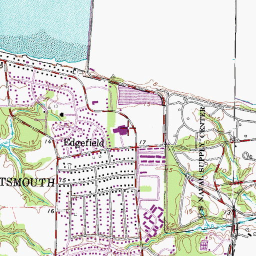 Topographic Map of Churchland Primary and Intermediate School, VA