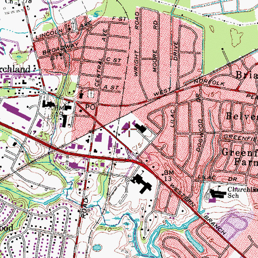 Topographic Map of Churchland Shopping Center, VA
