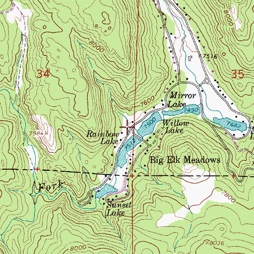 Topographic Map of Big Elk Meadows, CO