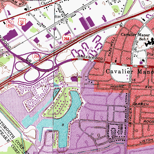 Topographic Map of Lakeview Elementary School, VA