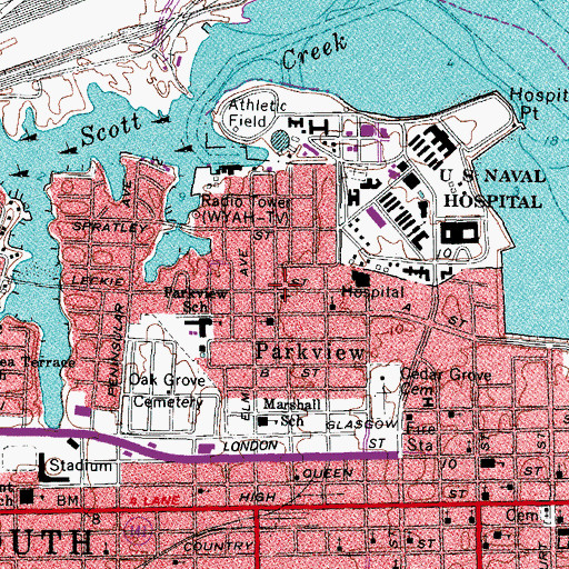 Topographic Map of Park View Historic District, VA