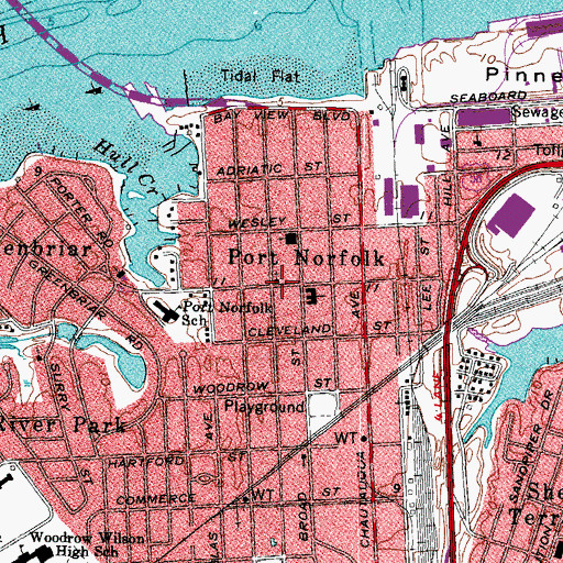 Topographic Map of Port Norfolk Historic District, VA