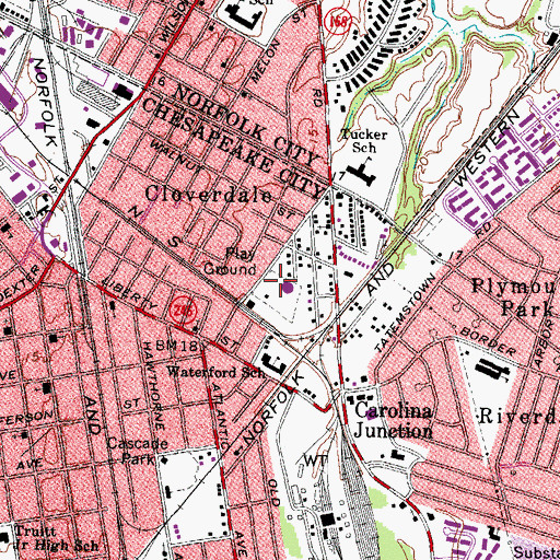 Topographic Map of Cascade Boulevard Park, VA