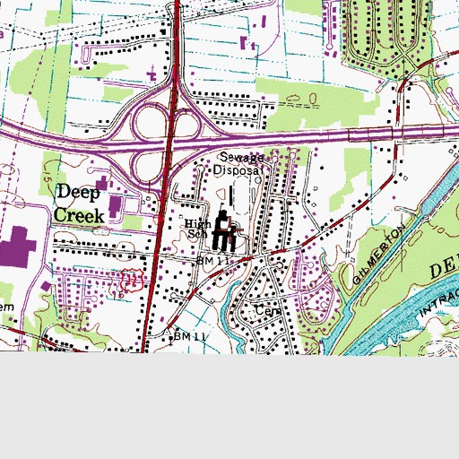 Topographic Map of Deep Creek Middle School, VA