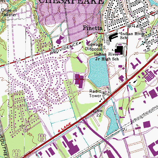 Topographic Map of Indian River High School, VA