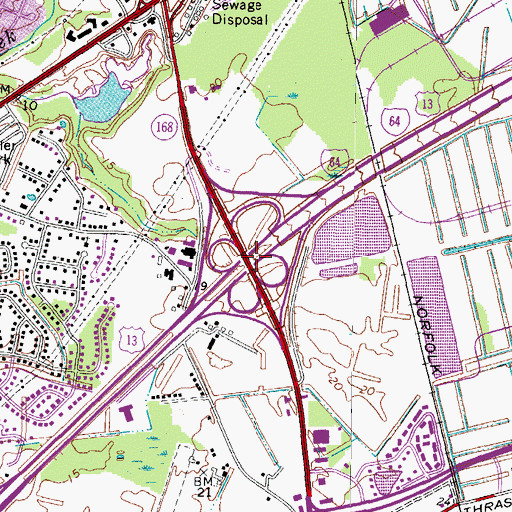 Topographic Map of Interchange 290, VA