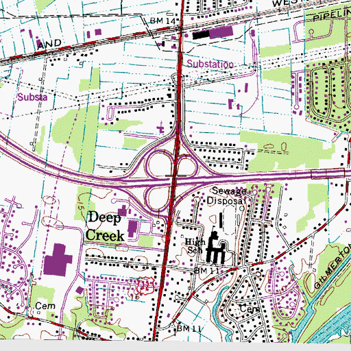 Topographic Map of Interchange 296, VA