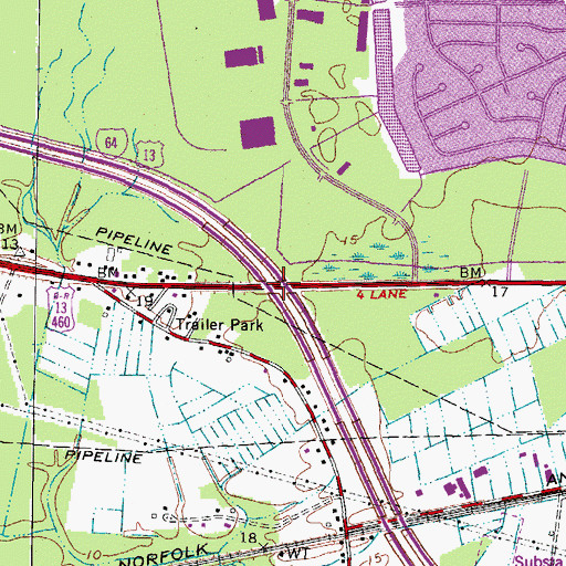 Topographic Map of Interchange 297, VA